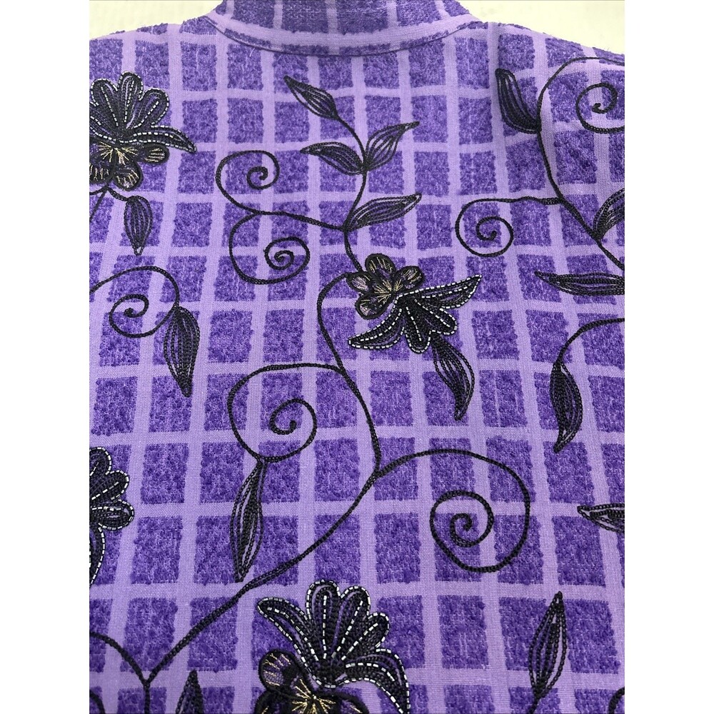 Vintage Alex Kim Women’s purple Button  Jacket, Beaded Embroidered Flowers Sz 1X - Picture 11 of 16